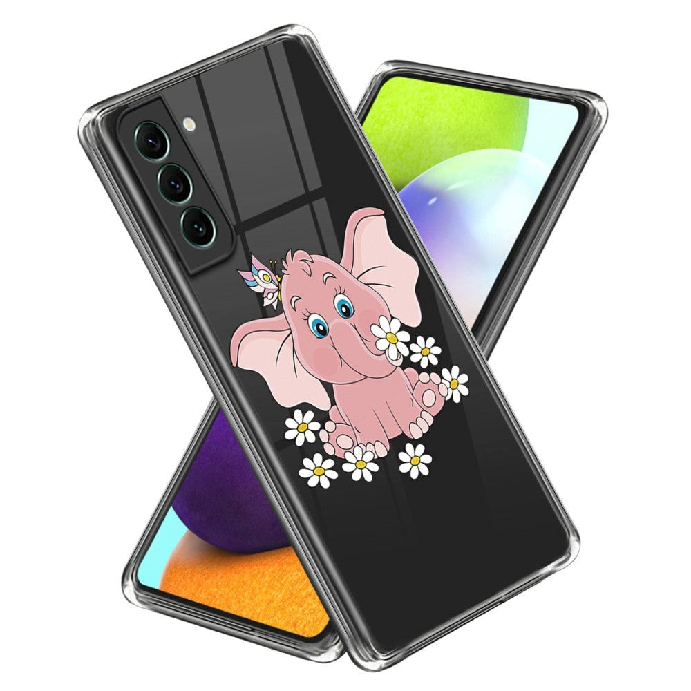 Samsung Galaxy S24 Plastic Transparent Case w. Motive - Pink Elephant