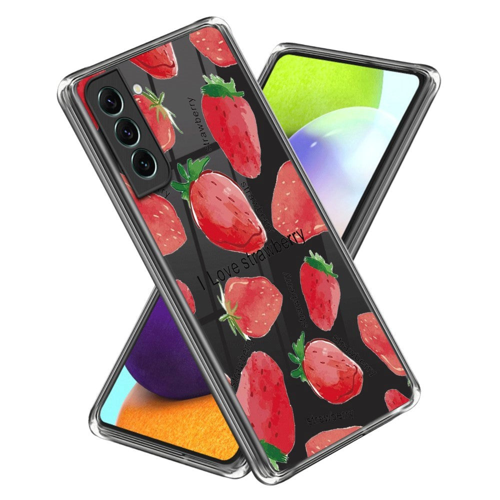 Samsung Galaxy S24+ (Plus) Flexible Plastic Case w. Motive - Strawberry