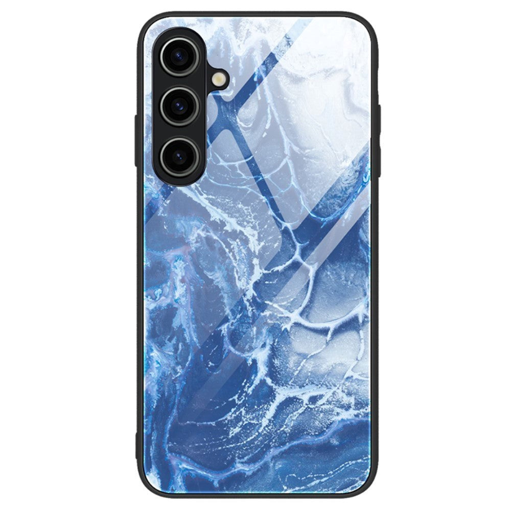 Samsung Galaxy A35 (5G) Plastic Case with Tempered Glass - Blue Marble Pattern