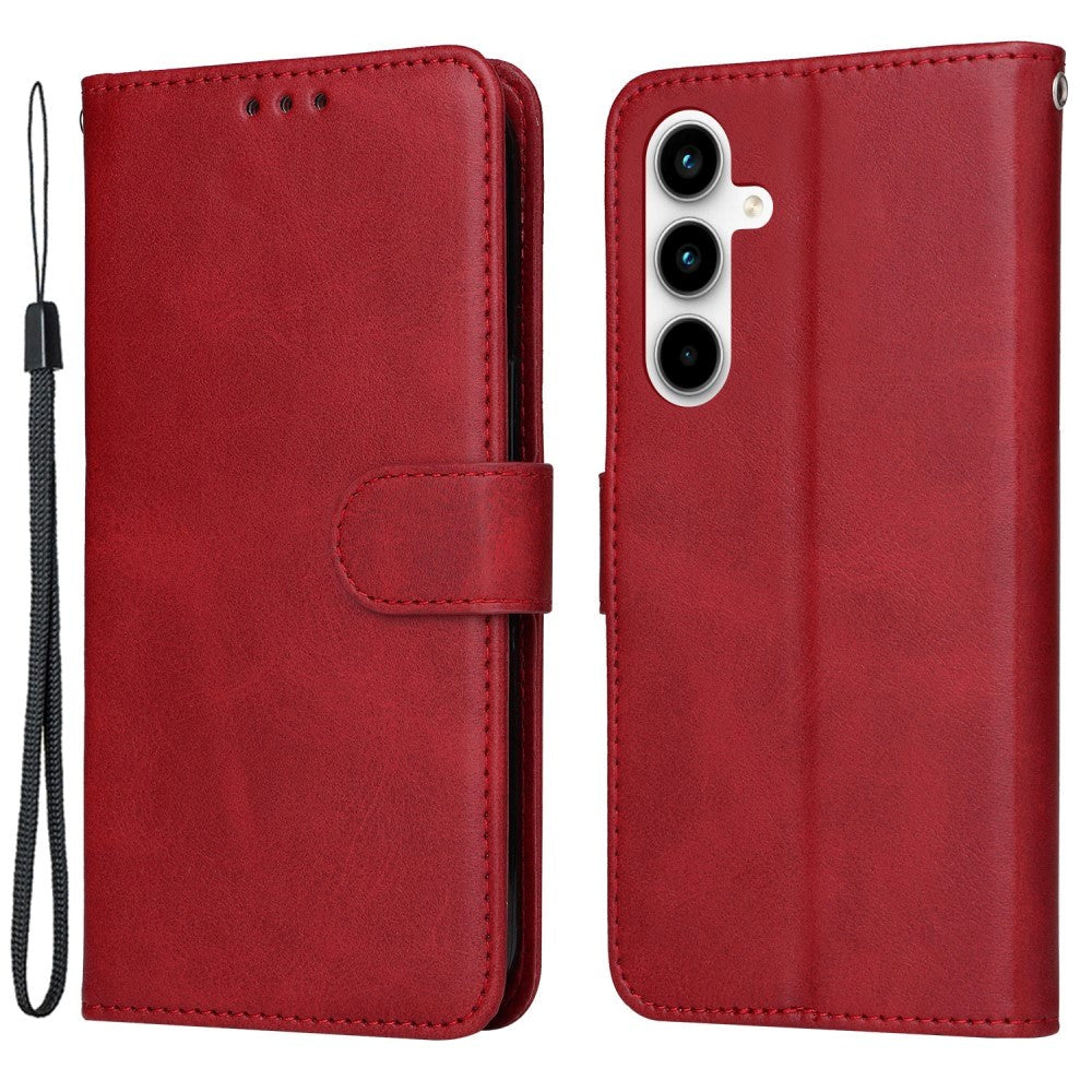 Samsung Galaxy A35 (5G) Faux Leather Flip Case w. Wallet & Strap - Red