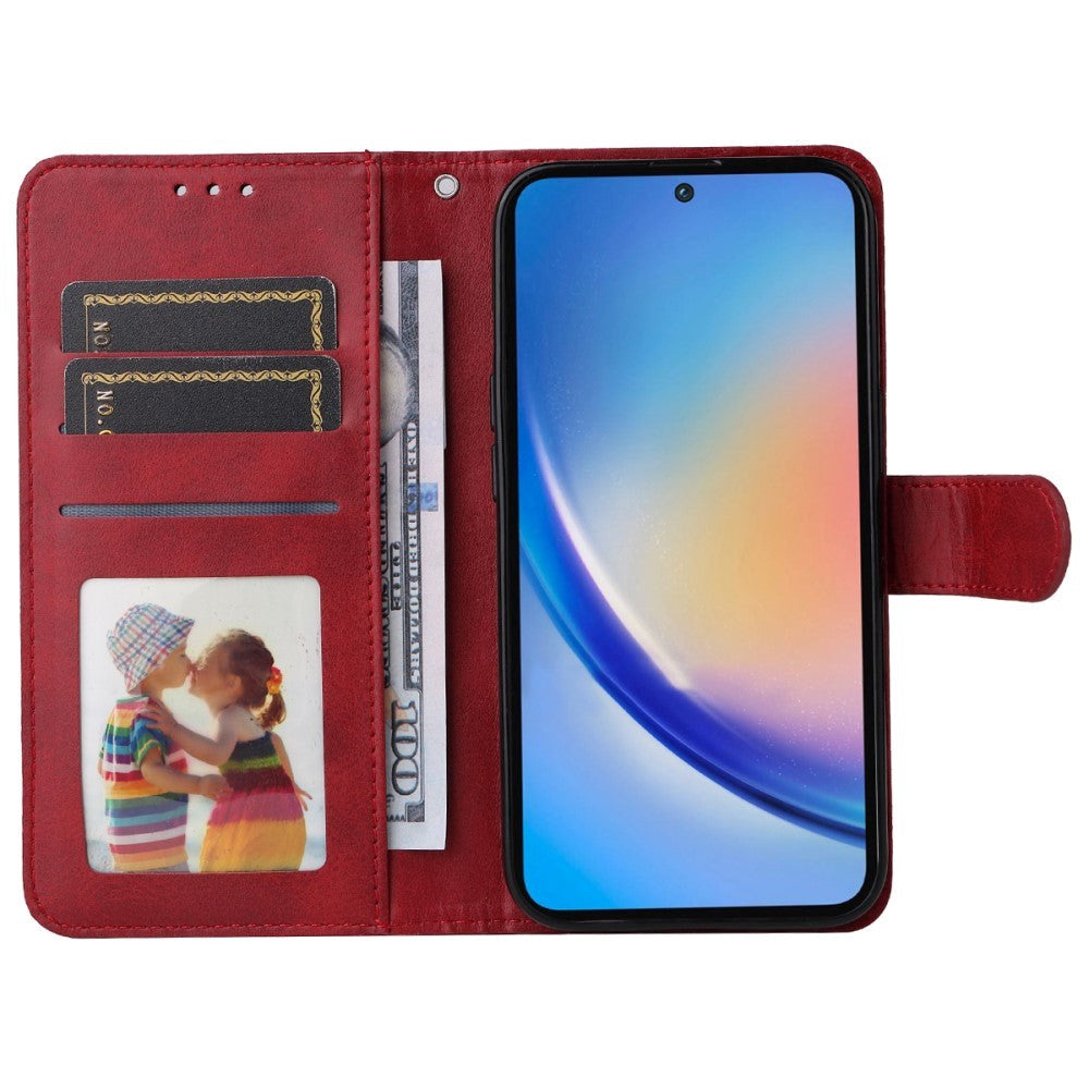 Samsung Galaxy A35 (5G) Faux Leather Flip Case w. Wallet & Strap - Red