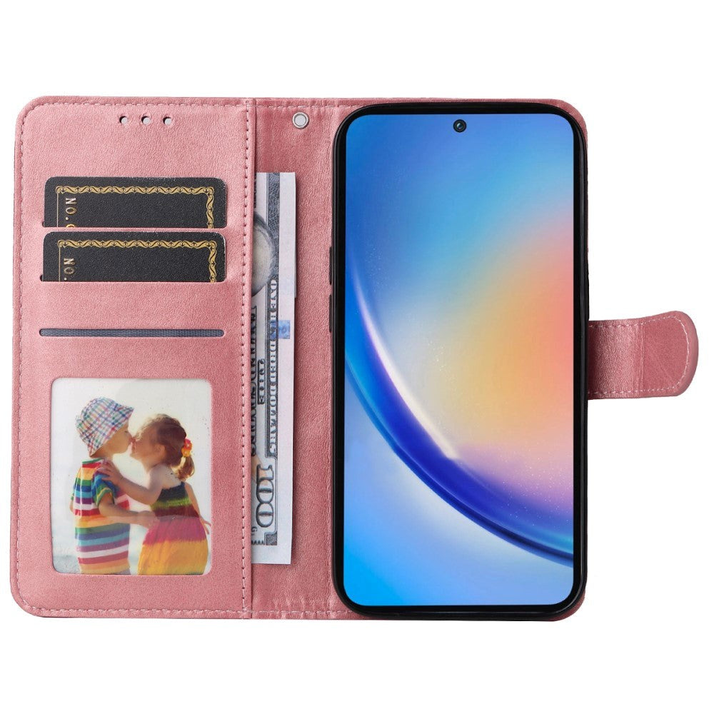 Samsung Galaxy A35 (5G) Faux Leather Flip Case w. Wallet & Strap - Pink