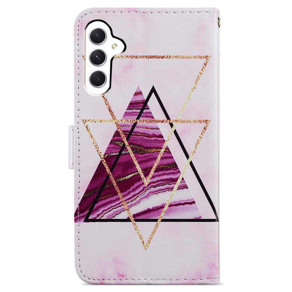 Samsung Galaxy A35 (5G) PU Leather Case w. Wallet og Strap - Tri-Color Marble