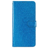 Samsung Galaxy A55 (5G) Leather Flip Case with Wallet and Strap - Glitter - Blue