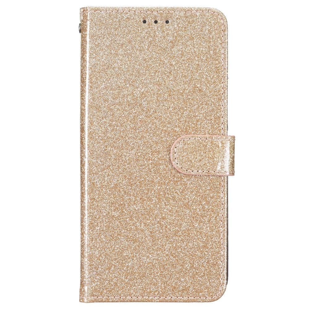 Samsung Galaxy A55 (5G) Leather Flip Case with Wallet and Strap - Glitter - Gold