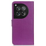 OnePlus 12 Litchi Leather Case w. Wallet - Purple