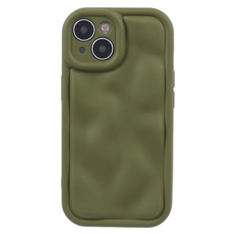 iPhone 15 Flexible Plastic Case w. Wave Design - Mat Green