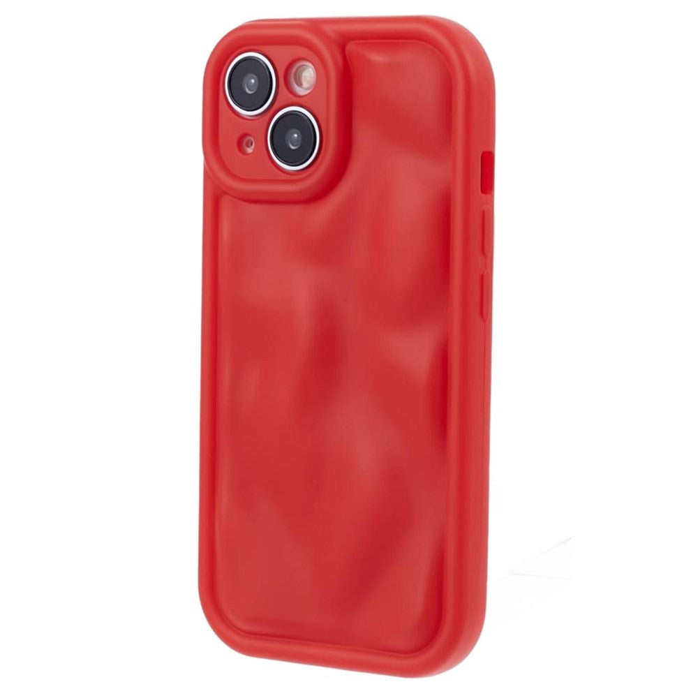 iPhone 15 Flexible Plastic Case w. Wave Design - Mat Red