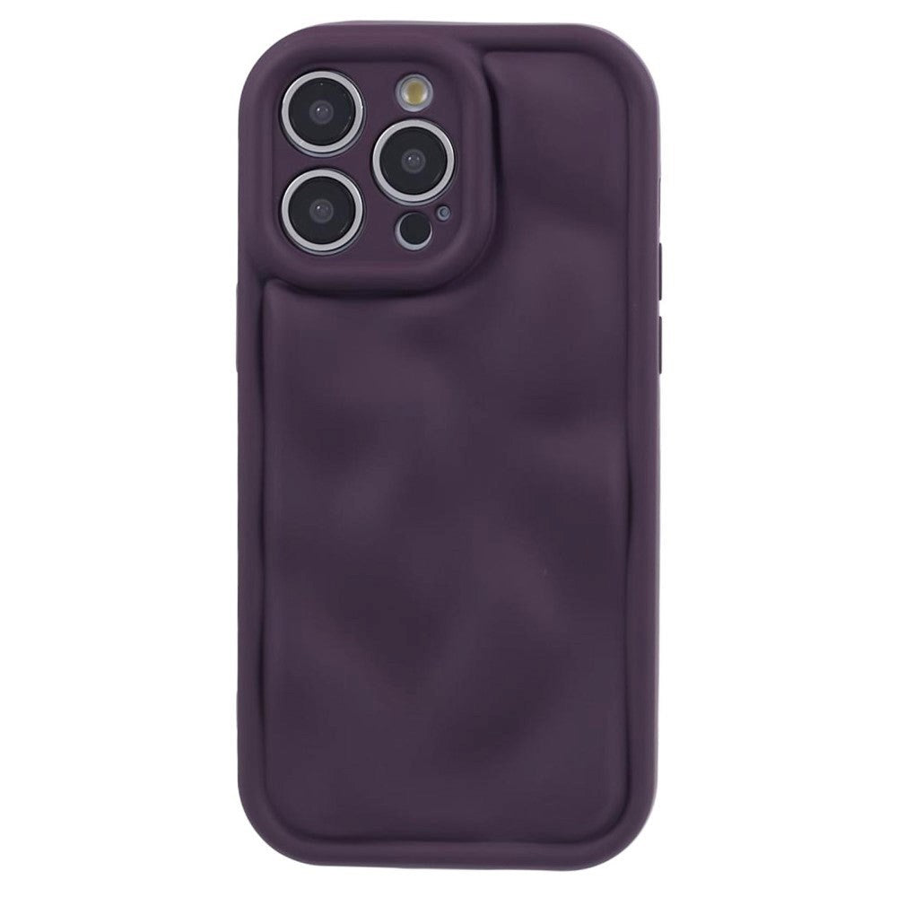 iPhone 15 Pro Flexible Plastic Case w. Wave Design - Mat Purple