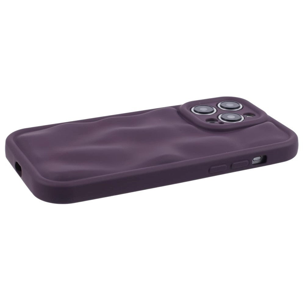 iPhone 15 Pro Flexible Plastic Case w. Wave Design - Mat Purple