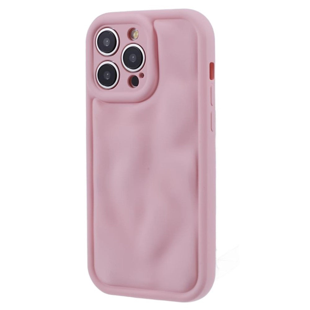 iPhone 15 Pro Flexible Plastic Case w. Wave Design - Mat Pink