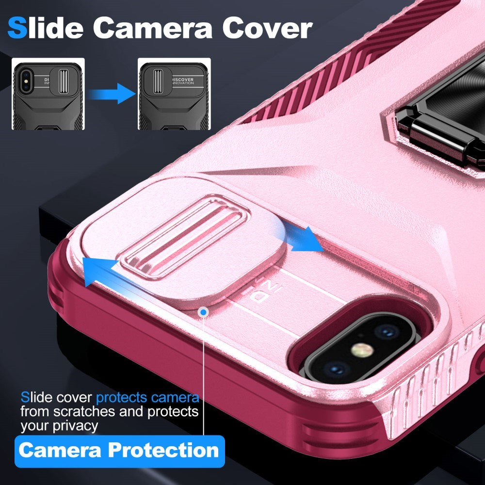 EIDERWOOD iPhone XS Max Tough Case w. Magnetic Kickstand & Cam Slider - Pink