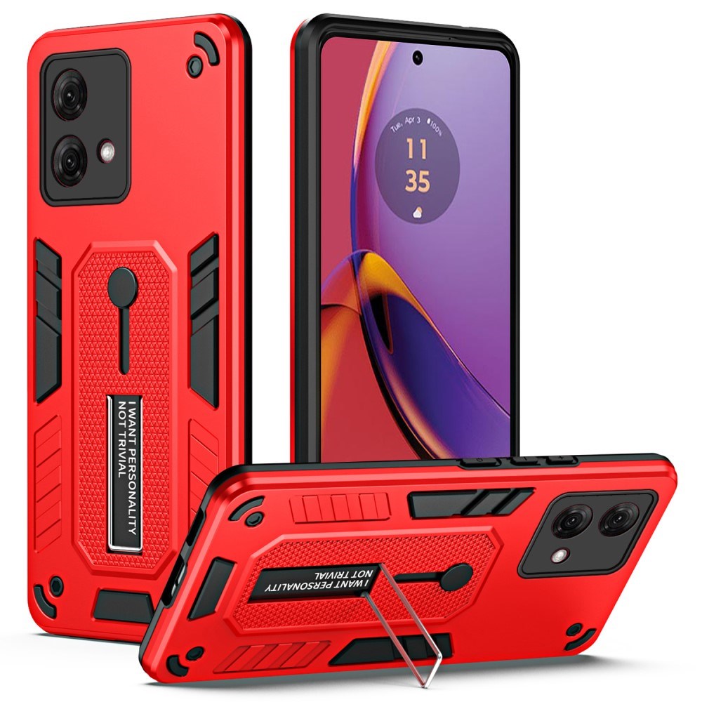 EIDERWOOD Motorola Moto G84 Tough Case w. Finger Ring & Kickstand - Red