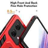 EIDERWOOD Motorola Moto G84 Tough Case w. Finger Ring & Kickstand - Red