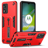 EIDERWOOD Motorola Moto E13 Tough Case w. Finger Ring & Kickstand - Red