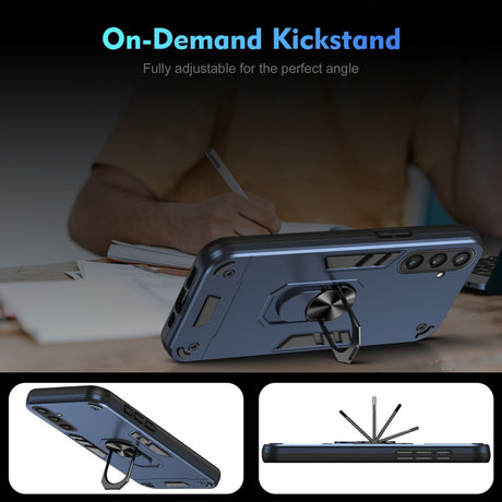 EIDERWOOD Samsung Galaxy S23 FE Tough Case with Kickstand - Blue