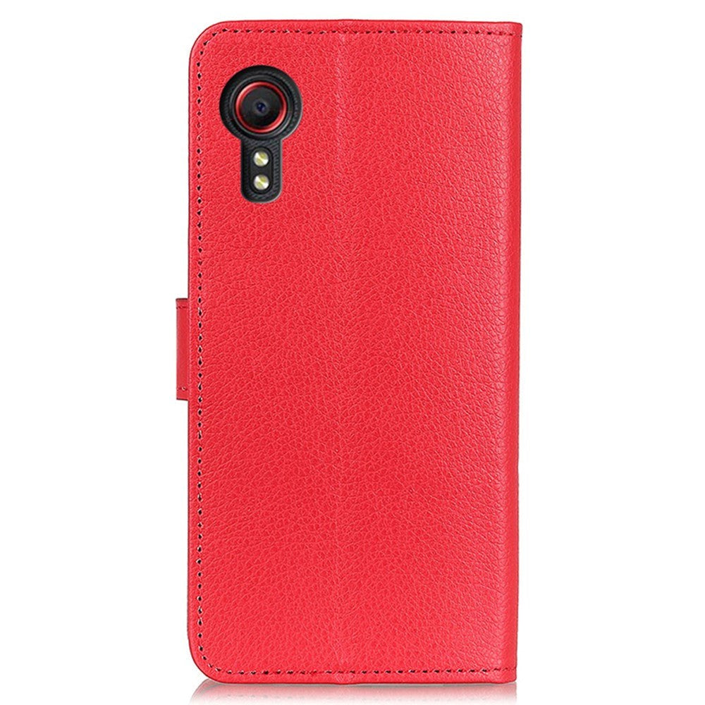 Samsung Galaxy Xcover 7 Leather Flip Case with Wallet - Red