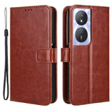 EIDERWOOD Honor X7b / 90 Smart Faux Leather Flip Case with Strap - Brown