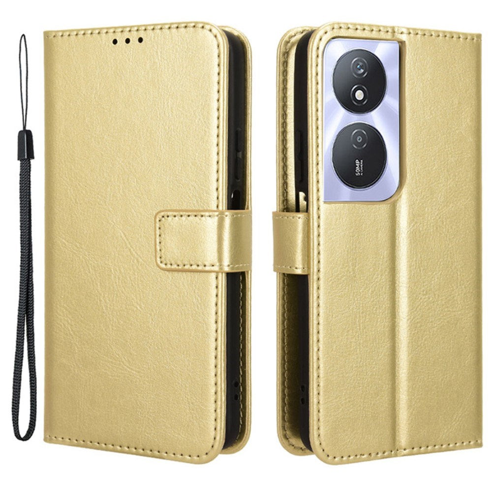 EIDERWOOD Honor X7b / 90 Smart Faux Leather Flip Case with Strap - Gold