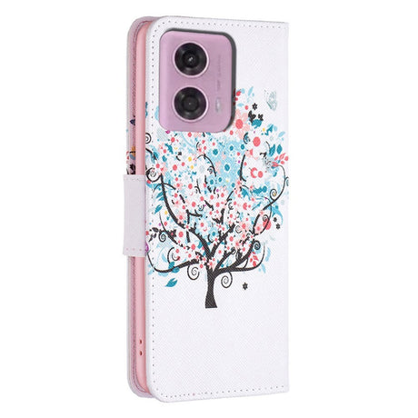 Motorola Moto G34 Leather Wallet Case w. Print - Flower Tree