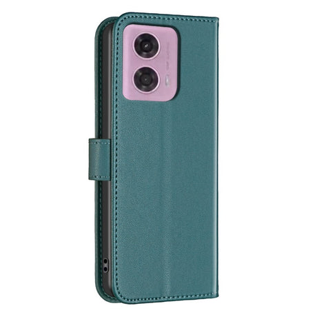 Motorola Moto G34 Glossy Leather Flip Cover w. Wallet - Green