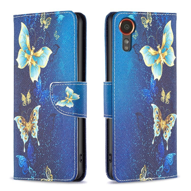 EIDERWOOD Samsung Galaxy Xcover 7 Flip Case with 2 x Card Holder - Blue Butterflies