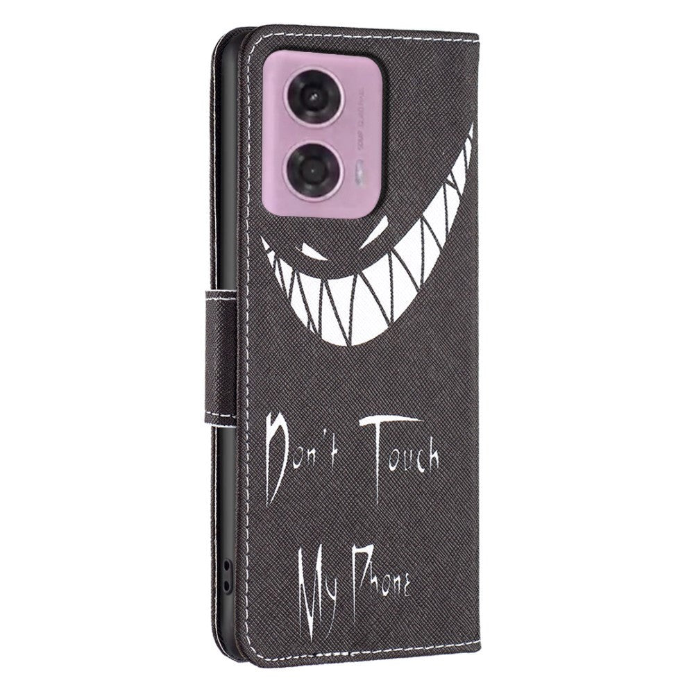 Motorola Moto G24 Leather Wallet Case w. Print - "Don't Touch My Phone"