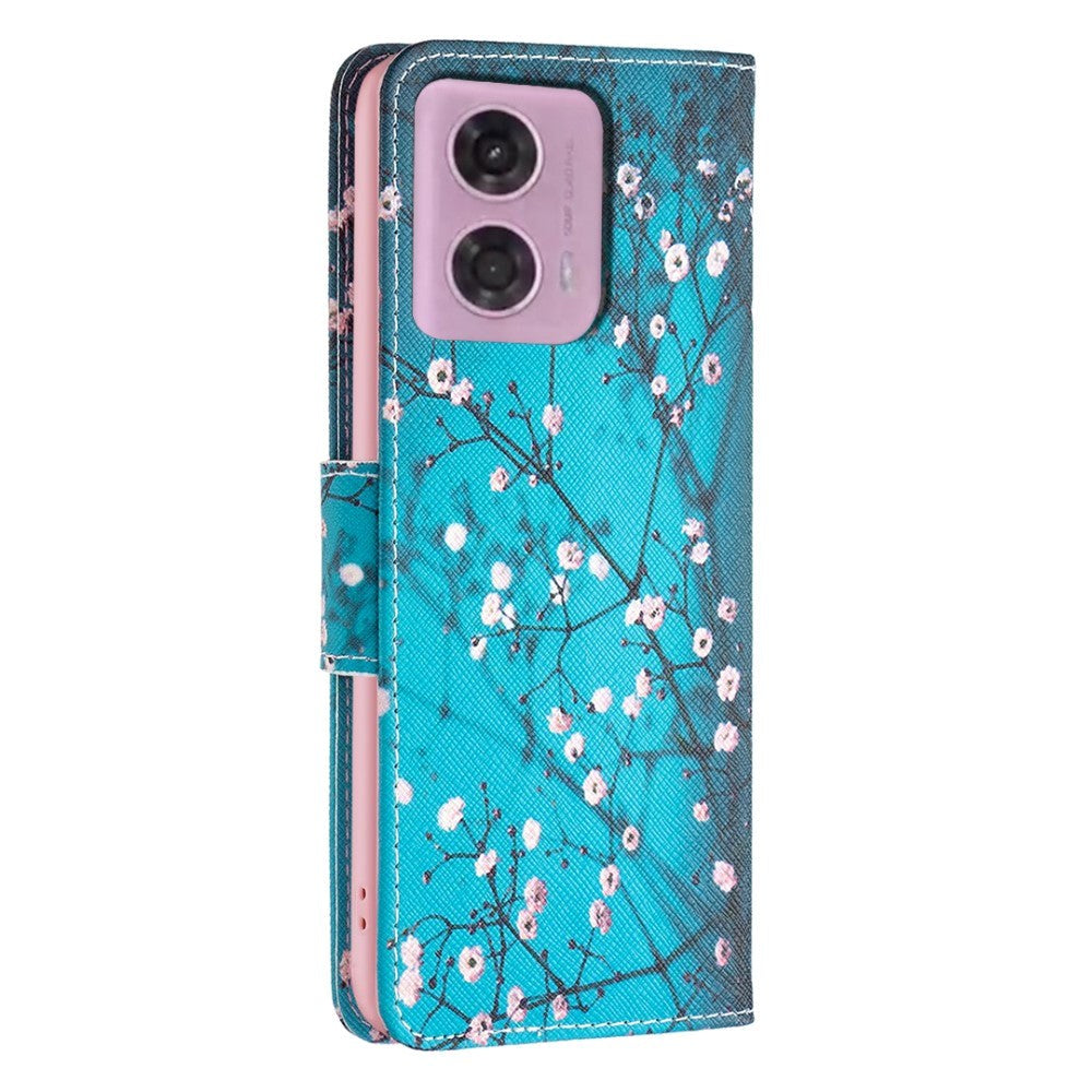 Motorola Moto G24 Leather Wallet Case w. Print - Flower Branches