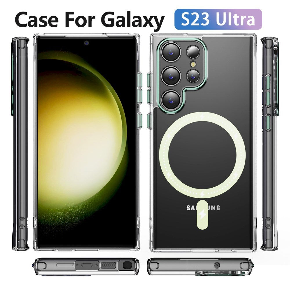 EIDERWOOD Samsung Galaxy S23 Ultra Hybrid Plastic Case - MagSafe Compatible - Transparent / Green