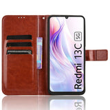 EIDERWOOD Xiaomi Redmi 13C (5G) Faux Leather Flip Case with Strap - Brown