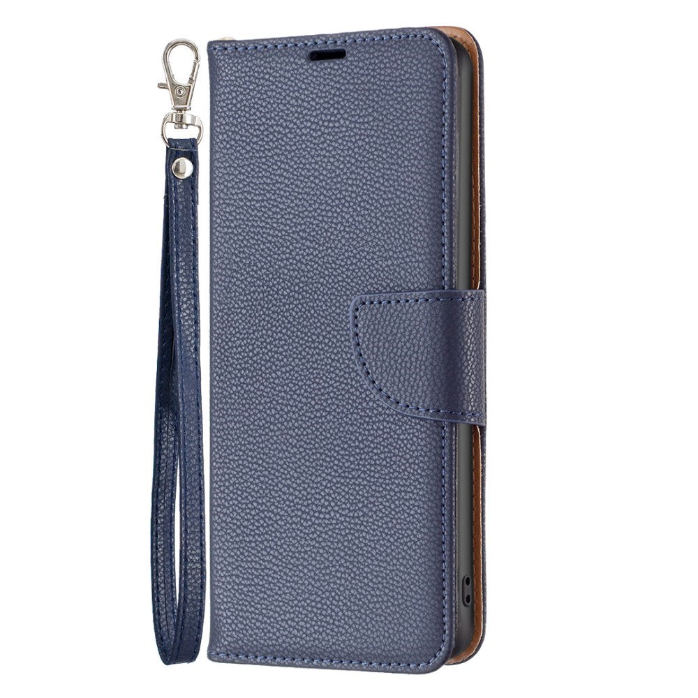 EIDERWOOD Xiaomi Redmi Note 13 (5G) PU Litchi Leather Wallet Case with Strap - Blue