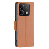 EIDERWOOD Xiaomi Redmi Note 13 (5G) PU Litchi Leather Wallet Case with Strap - Brown