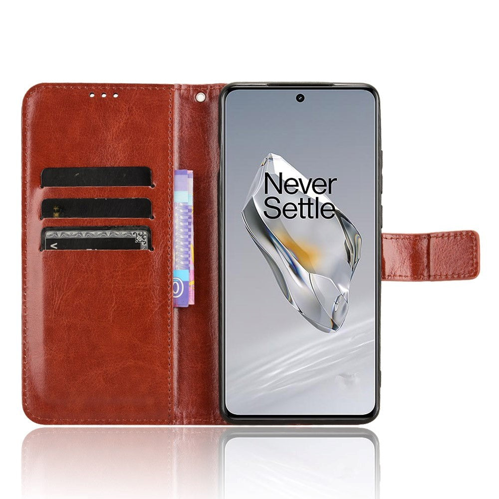 EIDERWOOD OnePlus 12R Leather Flip Case w. Stand & Wallet - Brown