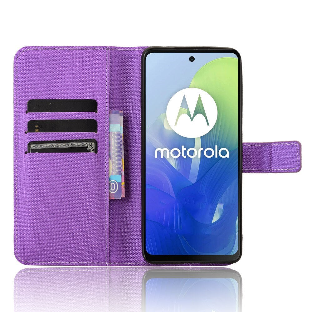 EIDERWOOD Motorola Moto G04 / G24 / G24 Power Leather Flip Case w. Strap & Texture - Purple