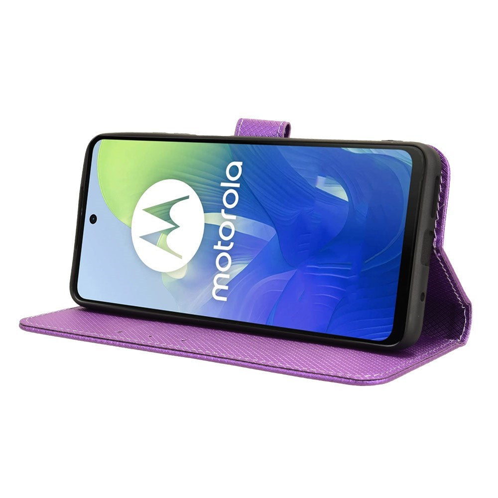 EIDERWOOD Motorola Moto G04 / G24 / G24 Power Leather Flip Case w. Strap & Texture - Purple