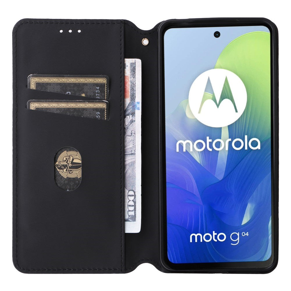 EIDERWOOD Motorola Moto G04 / G24 / G24 Power Leather Wallet Case - Rhombus - Black