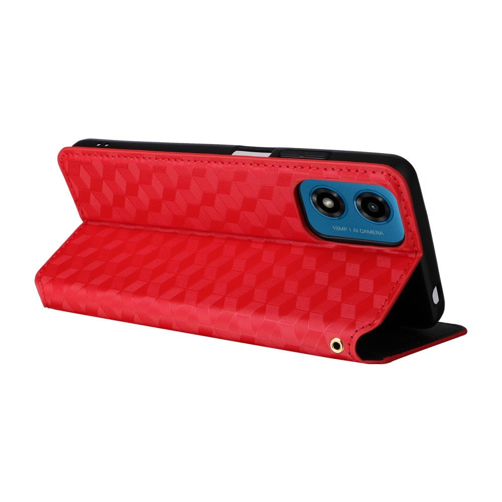 EIDERWOOD Motorola Moto G04 / G24 / G24 Power Leather Wallet Case - Rhombus - Red