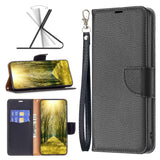 EIDERWOOD Xiaomi Redmi Note 13 Pro (4G) PU Litchi Leather Wallet Case with Strap - Black