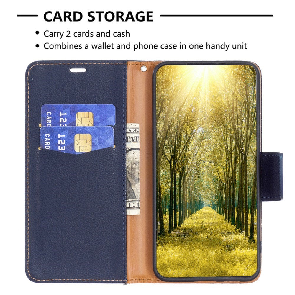 EIDERWOOD Xiaomi Redmi Note 13 Pro (4G) PU Litchi Leather Wallet Case with Strap - Blue