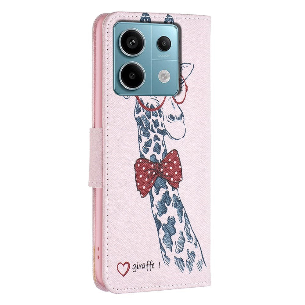 EIDERWOOD Xiaomi Redmi Note 13 Pro (4G) / Poco M6 Pro Leather Flip Case w. Wallet & Print - Giraffe