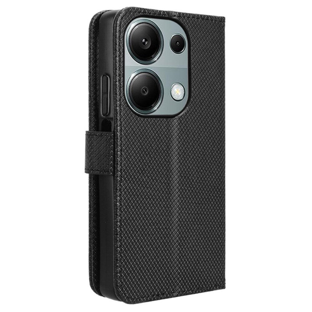 EIDERWOOD Xiaomi Redmi Note 13 Pro (4G) / Poco M6 Pro  Leather Flip Case w. Strap & Texture - Black