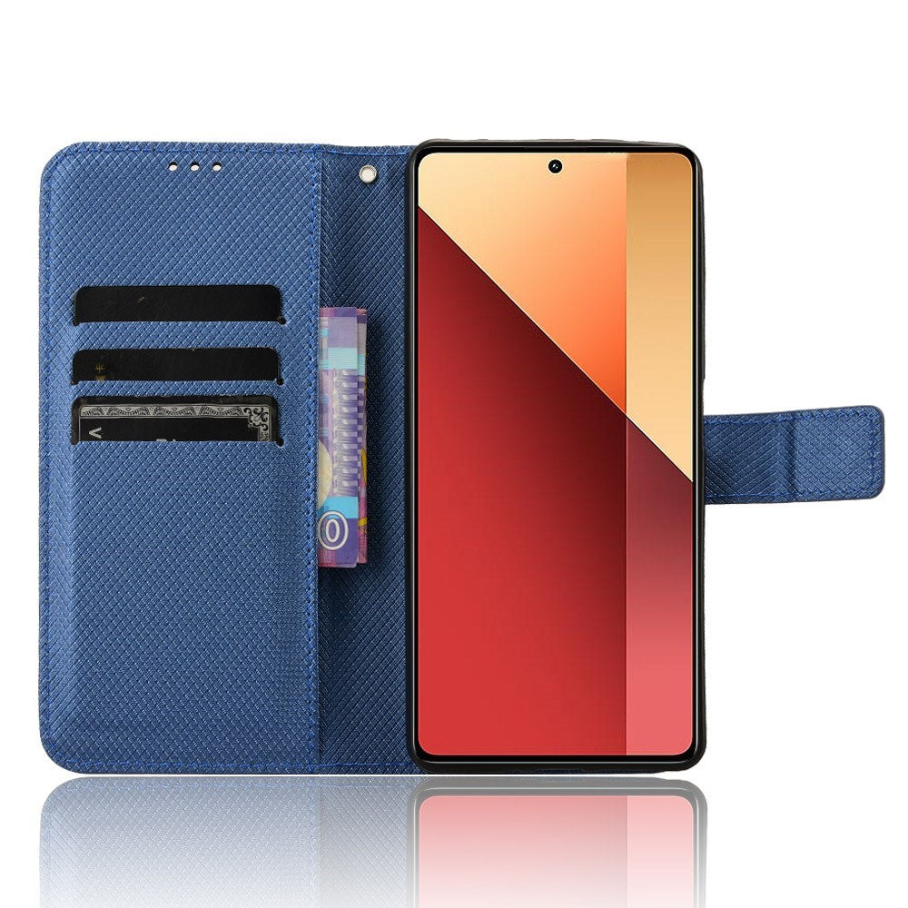 EIDERWOOD Xiaomi Redmi Note 13 Pro (4G) / Poco M6 Pro  Leather Flip Case w. Strap & Texture - Blue