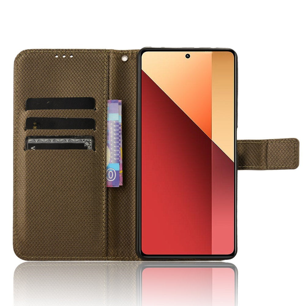 EIDERWOOD Xiaomi Redmi Note 13 Pro (4G) / Poco M6 Pro  Leather Flip Case w. Strap & Texture - Brown