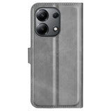 EIDERWOOD Xiaomi Redmi Note 13 (4G) Leather Flip Case w. Card Holder & Magnetic Closure - Grey