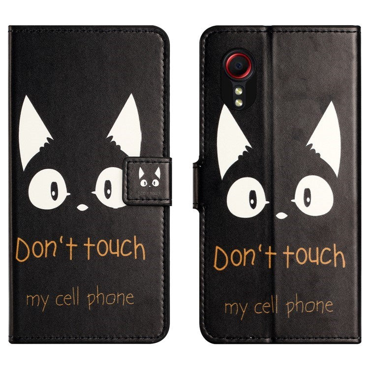 EIDERWOOD Samsung Galaxy Xcover 7 Flip Case with Card Holder & Stand Function - "Don't Touch My Cellphone" Cat