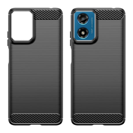 EIDERWOOD Motorola Moto E14 (4G) / G04 (4G) / G04s (4G) / G24 (4G) Brushed Carbon Fiber Flexible Plastic Case - Black