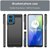 EIDERWOOD Motorola Moto E14 (4G) / G04 (4G) / G04s (4G) / G24 (4G) Brushed Carbon Fiber Flexible Plastic Case - Black