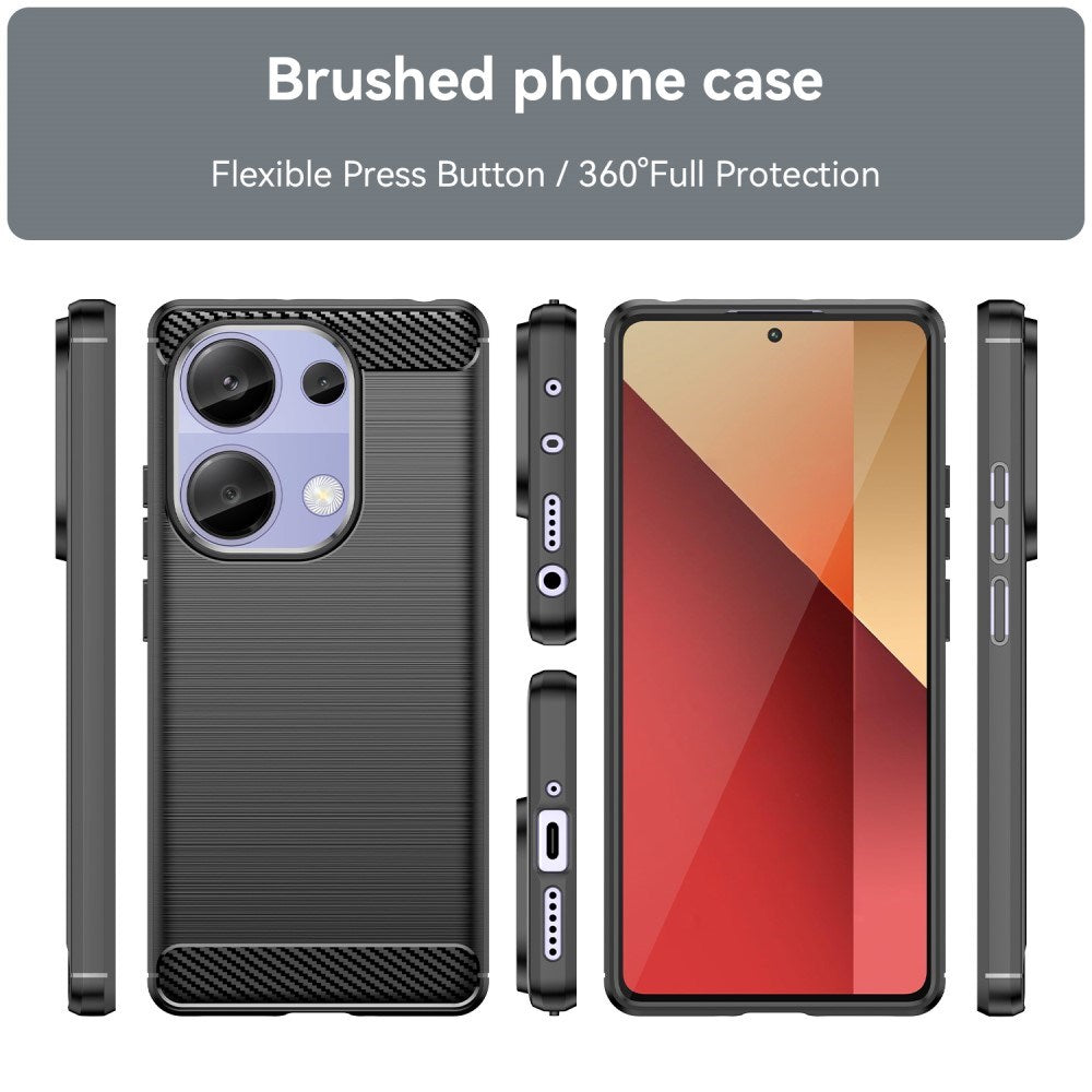 Xiaomi Redmi Note 13 Pro (4G) / Poco M6 Pro Brushed Carbon Fiber Flexible Plastic Case - Black