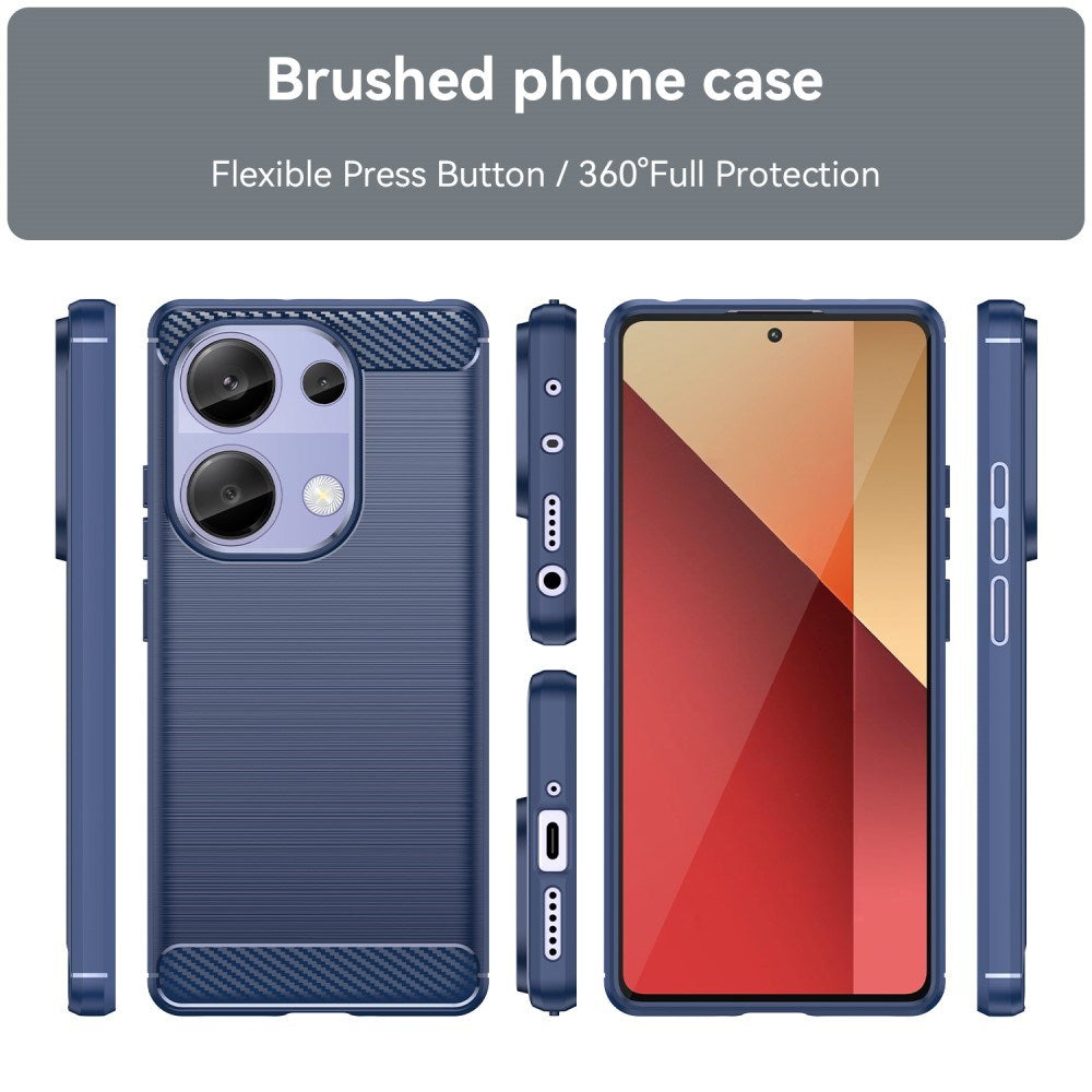 Xiaomi Redmi Note 13 Pro (4G) / Poco M6 Pro Brushed Carbon Fiber Flexible Plastic Case - Blue