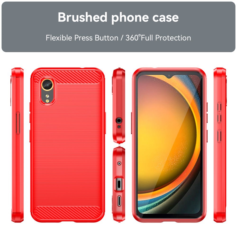 EIDERWOOD Samsung Galaxy Xcover 7 Brushed Carbon Fiber Flexible Plastic Case - Red